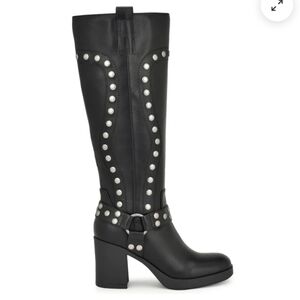 Nine West Black Studded Heeled Boots - Worn Once
